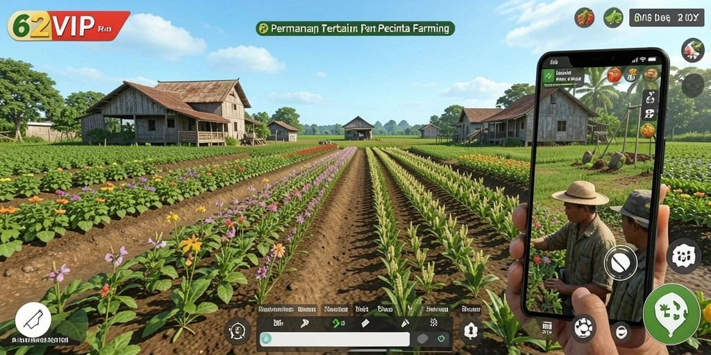 Tampilan gameplay menarik di 62VIP dengan aktivitas pertanian.