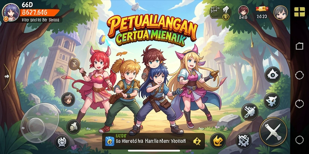 Screenshot gameplay dari 66D dengan karakter Anime yang menarik.