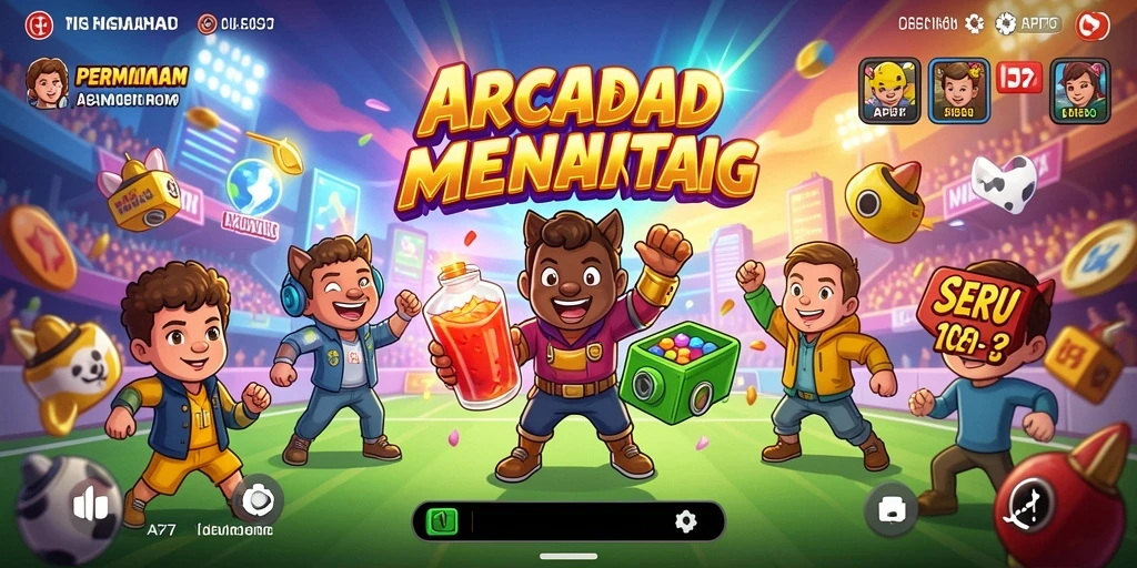 Screenshot utama API77 menunjukkan gameplay arcade yang menarik dan penuh warna.