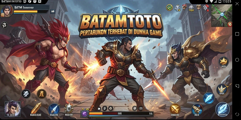 Screenshot gameplay BATAMTOTO menampilkan pertarungan seru dengan karakter yang dinamis.