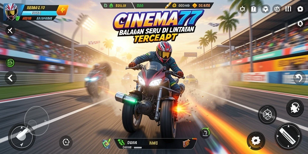Tampilan gameplay balapan yang seru dan mendebarkan di CINEMA77.