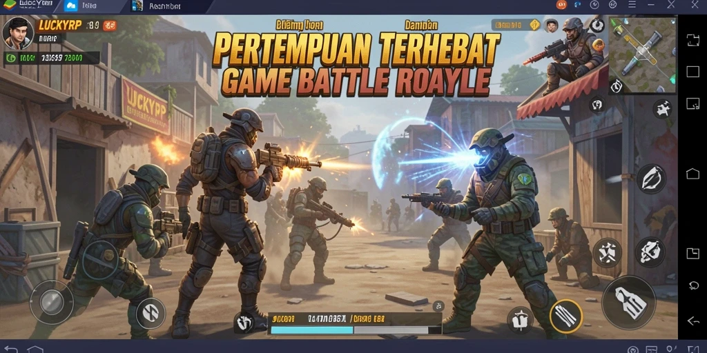 Screenshot gameplay epik dari LUCKYRP yang menunjukkan aksi Battle Royale.