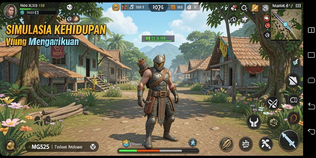 Tampilan gameplay MG525 menampilkan simulasi kehidupan yang mendetail.