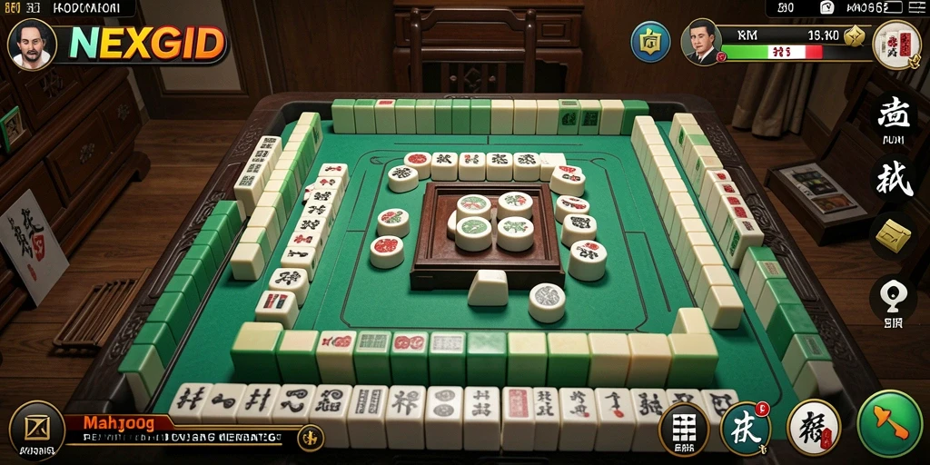 Tampilan gameplay menarik dari NEXGID dengan ubin Mahjong berwarna.