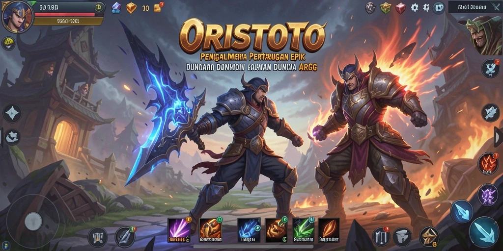 Screenshot dari gameplay ORISTOTO yang menunjukkan pertempuran seru.
