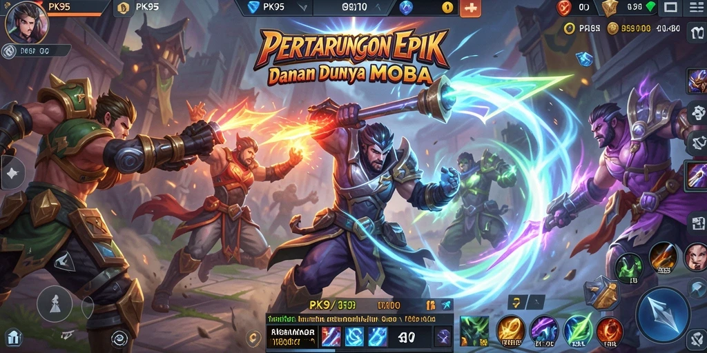 Gameplay PK95 menampilkan aksi MOBA yang intens dan seru.