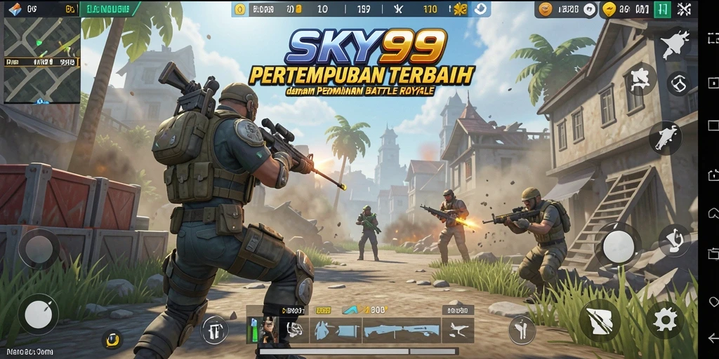 Screenshot utama SKY99 menampilkan aksi seru Battle Royale.