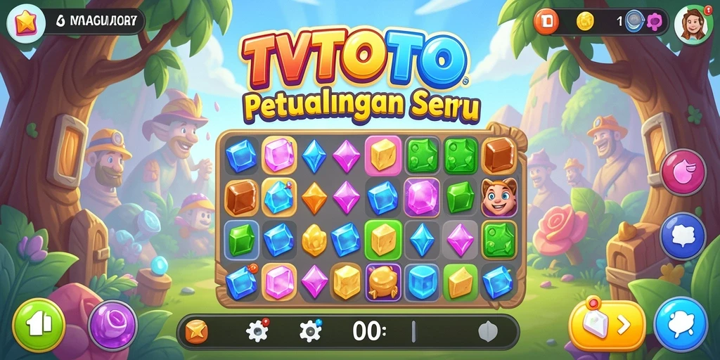 Tangkapan layar gameplay seru di TVTOTO dengan puzzel Match-3.