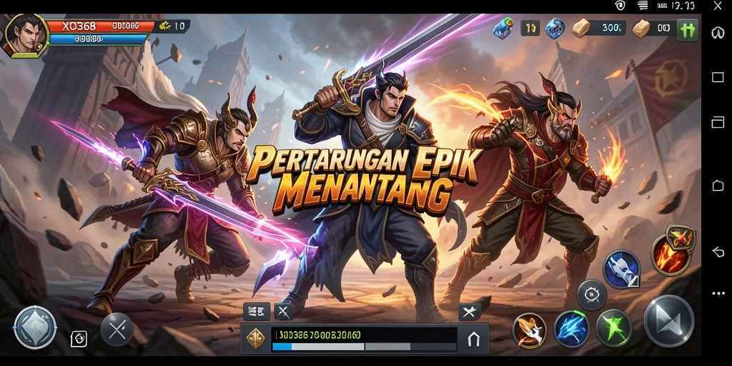 Gameplay intense dari XO368 saat karakter bertarung di arena.