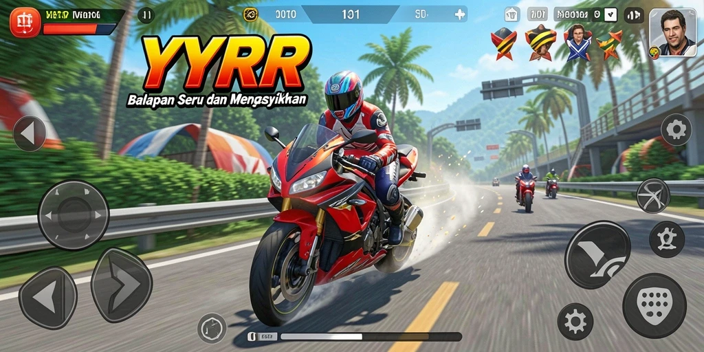 Tampilan gameplay <strong>YYRR</strong> yang seru dan mendebarkan di lintasan balap.