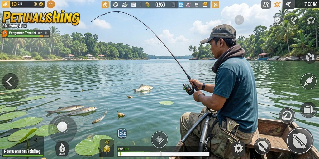 Gameplay ZK6 menampilkan atmosfer memancing yang menenangkan dan penuh tantangan.